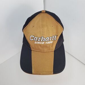 Vintage Y2K Carhartt Colorblock Panel Cap Hat Brown Black Logo Fitted 21.5"